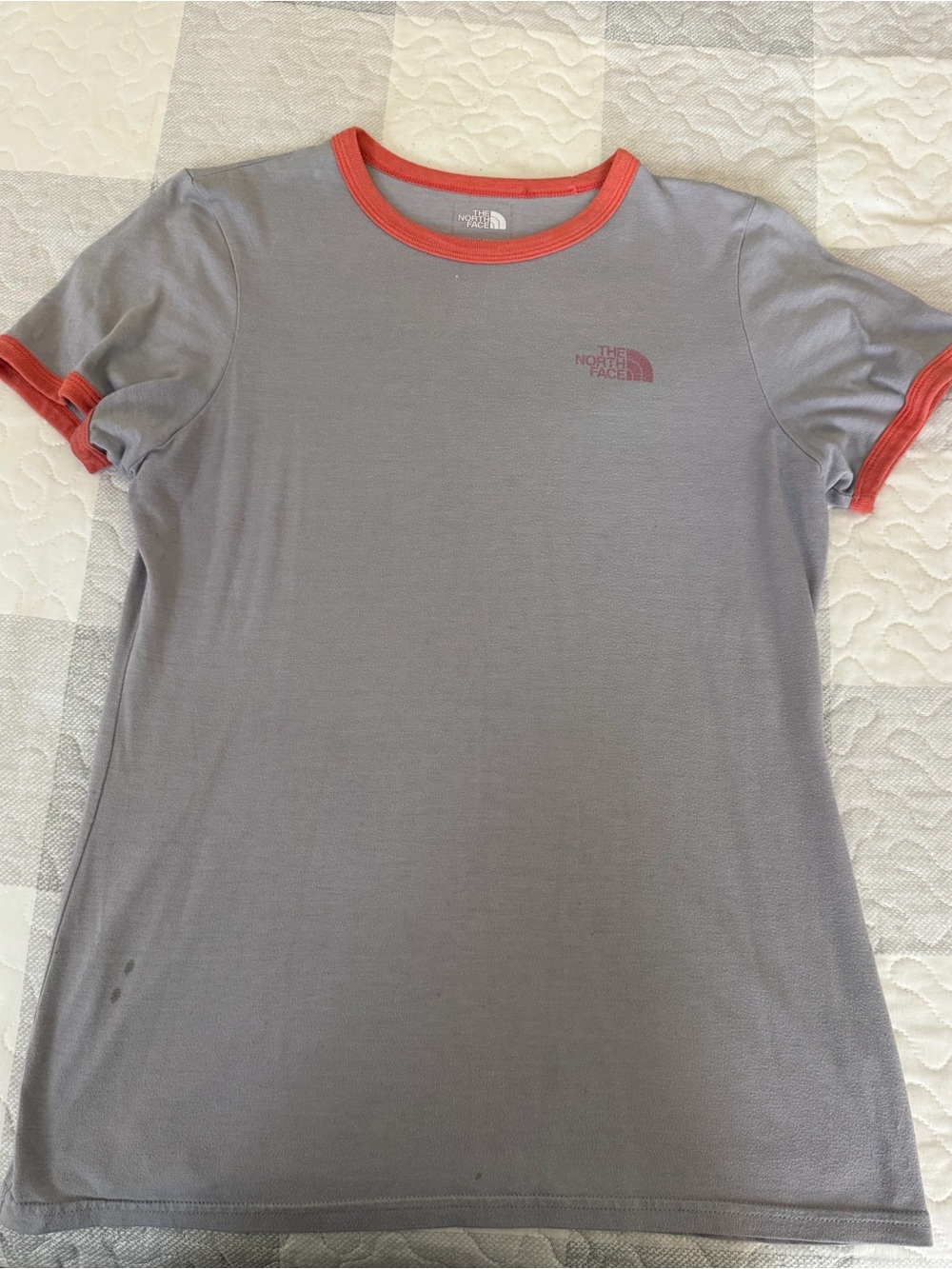 The North Face Gray Tee with Coral Trim